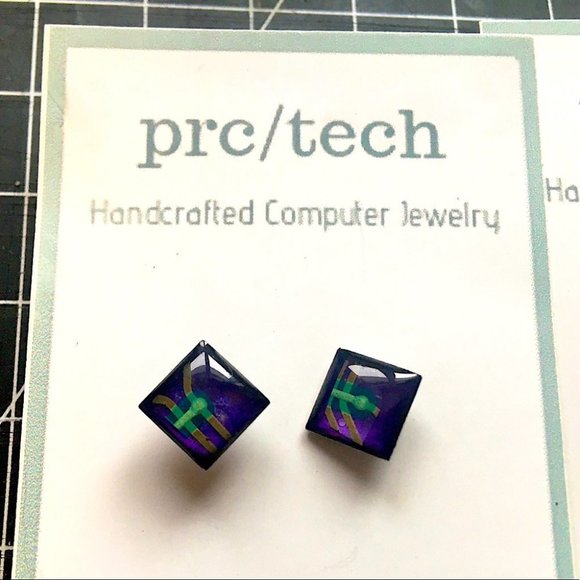 earrings Two pairs of Simple geometric upcycled handmade Canada computer parts - Picture 4 of 8